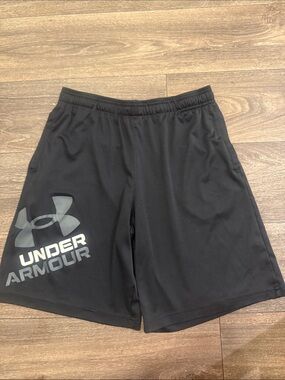 Under Armour Kids Black Shorts with Gray Logo